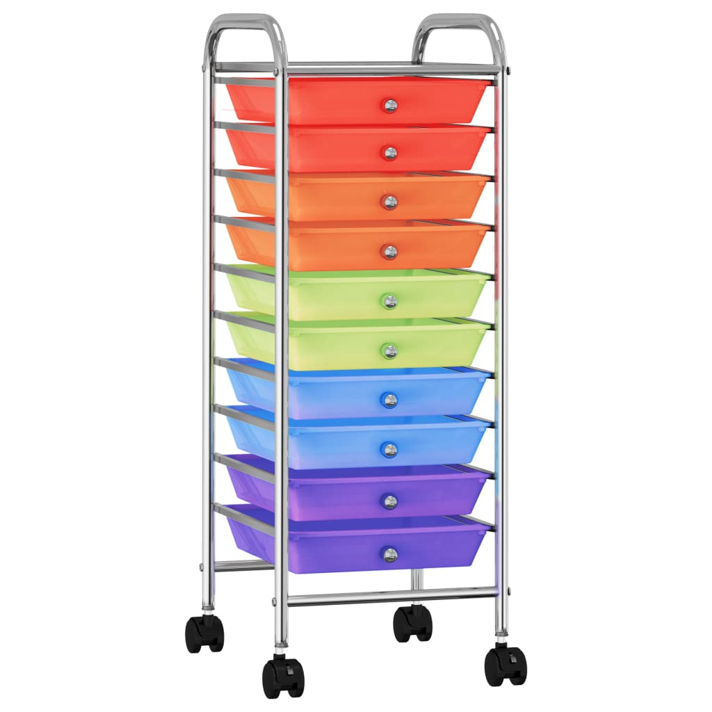 Carrello Portaoggetti con 10 Cassetti Multicolore in Plastica - homemem39