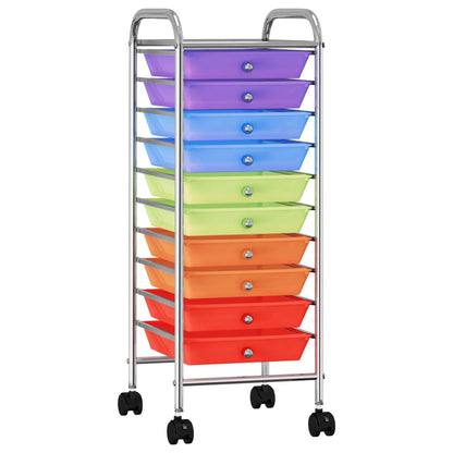 Carrello Portaoggetti con 10 Cassetti Multicolore in Plastica - homemem39