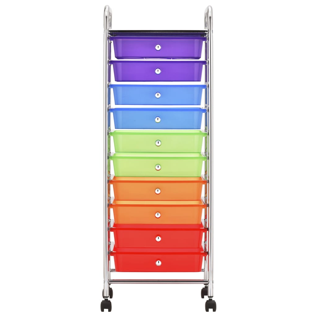 Carrello Portaoggetti con 10 Cassetti Multicolore in Plastica - homemem39