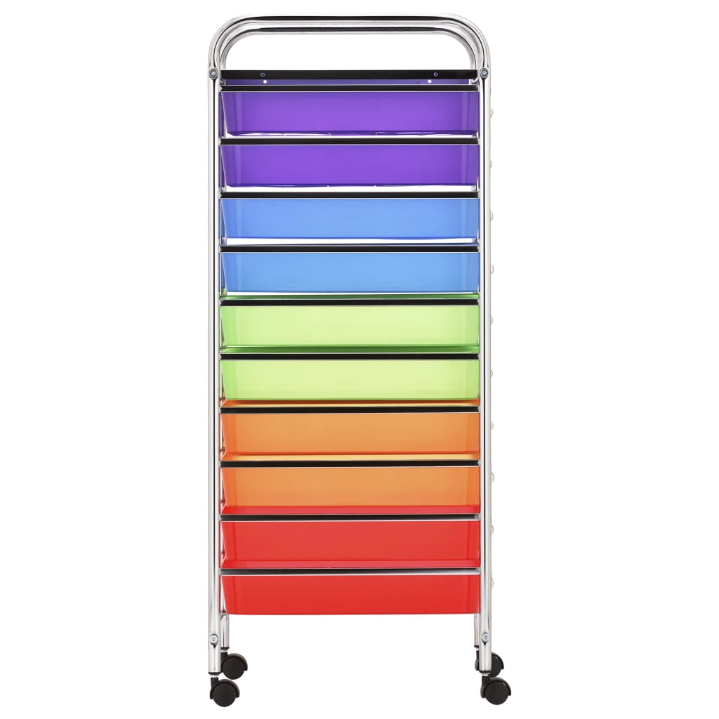 Carrello Portaoggetti con 10 Cassetti Multicolore in Plastica - homemem39