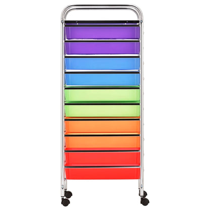 Carrello Portaoggetti con 10 Cassetti Multicolore in Plastica - homemem39