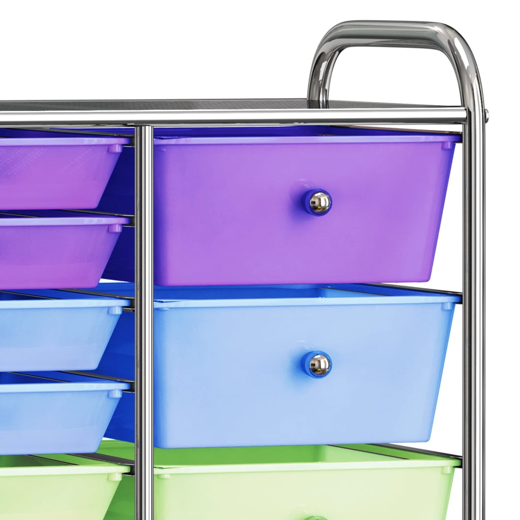 Carrello Portaoggetti XXL 15 Cassetti Multicolore in Plastica - homemem39