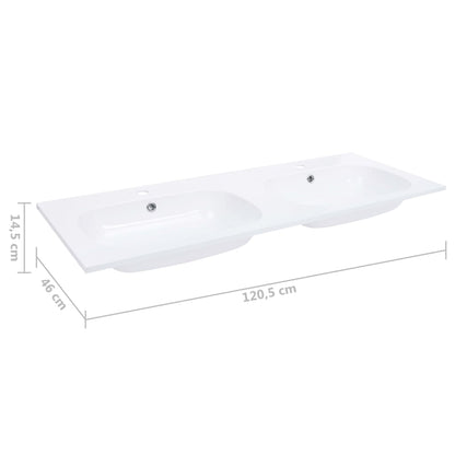 Lavabo Doppio da Incasso 1205x460x145 mm in SMC Bianco - homemem39