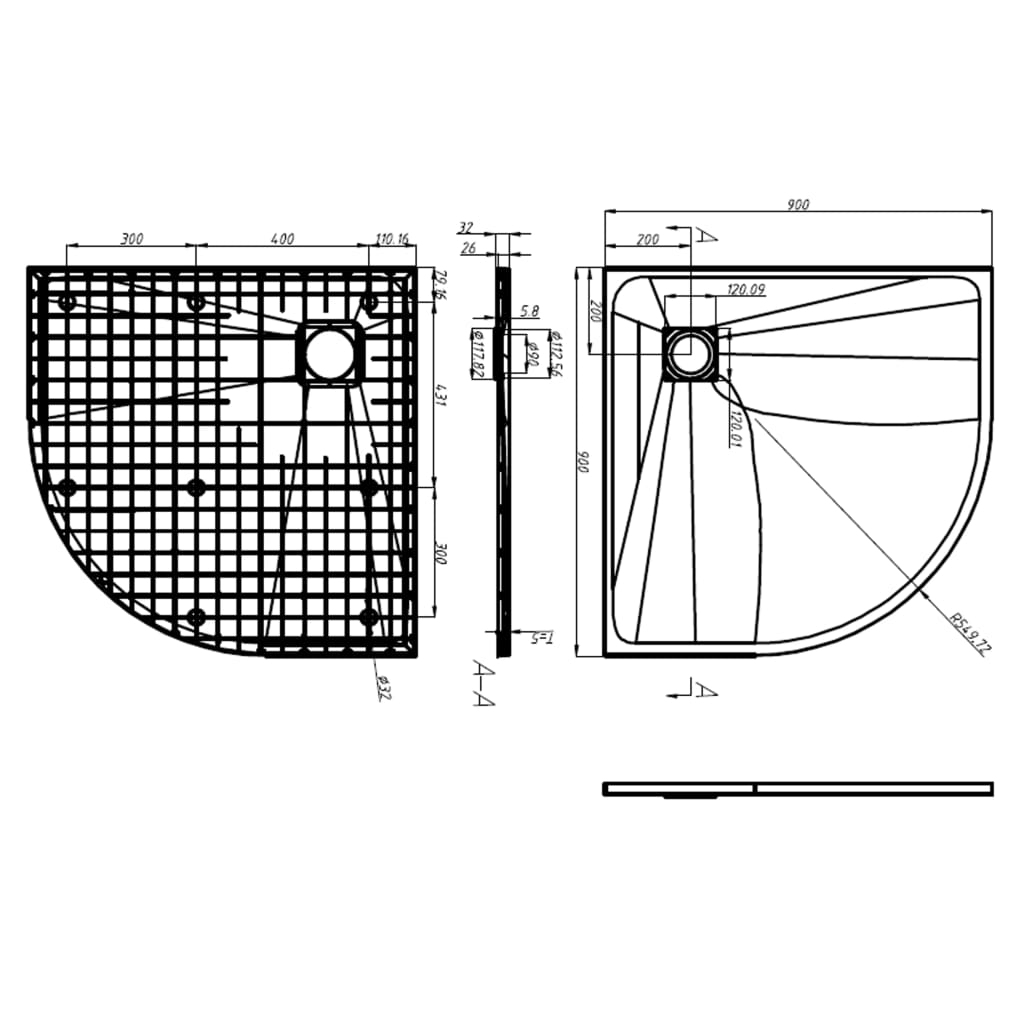 Piatto Doccia in SMC Nero 90x90 cm - homemem39