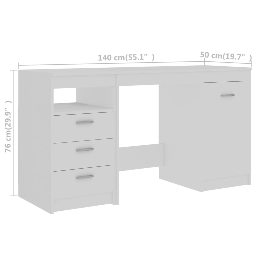 Scrivania Bianca 140x50x76 cm in Legno Multistrato - homemem39