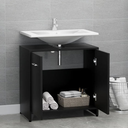 Mobile da Bagno Nero 60x33x61 cm in Legno Multistrato - homemem39