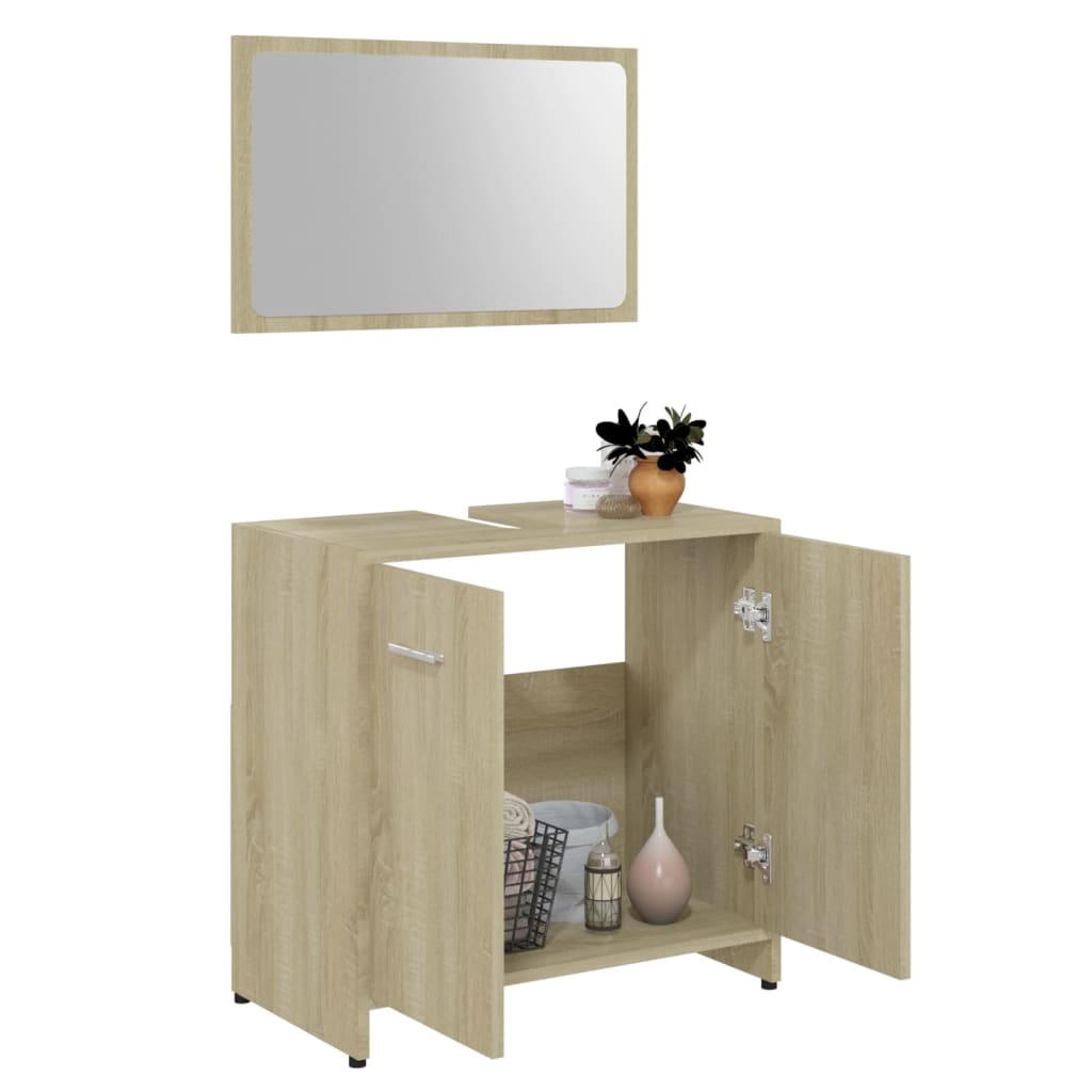 Set Mobili da Bagno Rovere Sonoma in Legno Multistrato - homemem39