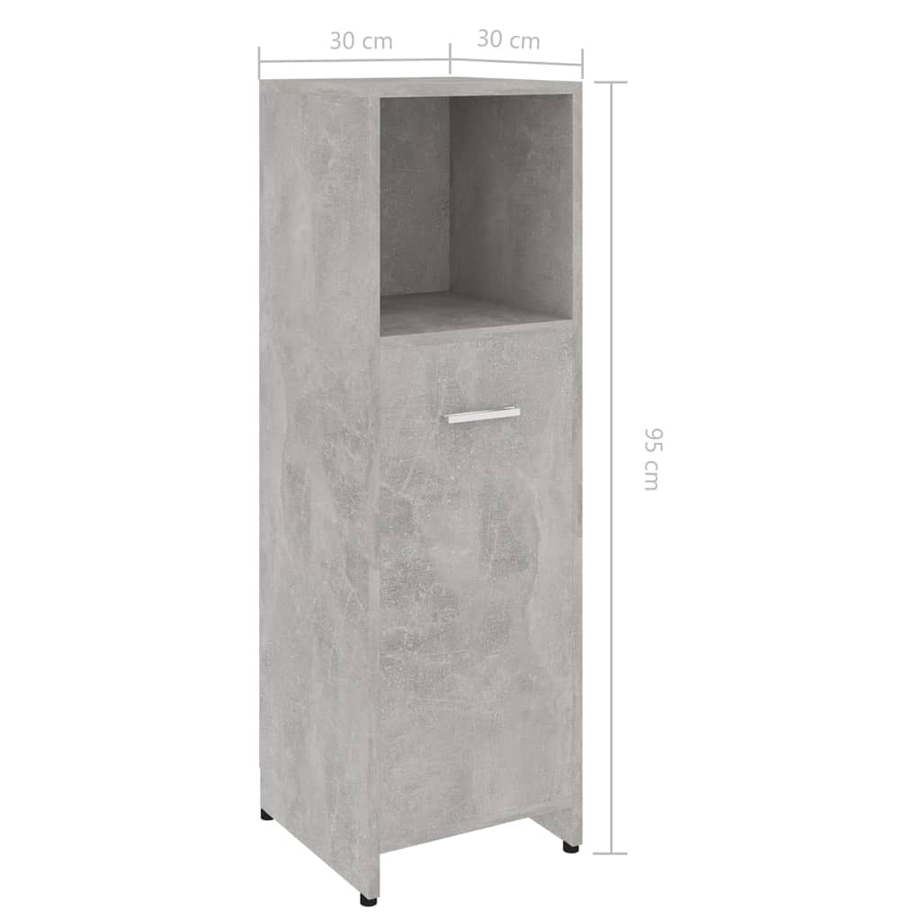 Armadio da Bagno Grigio Cemento 30x30x95 cm in Truciolato - homemem39