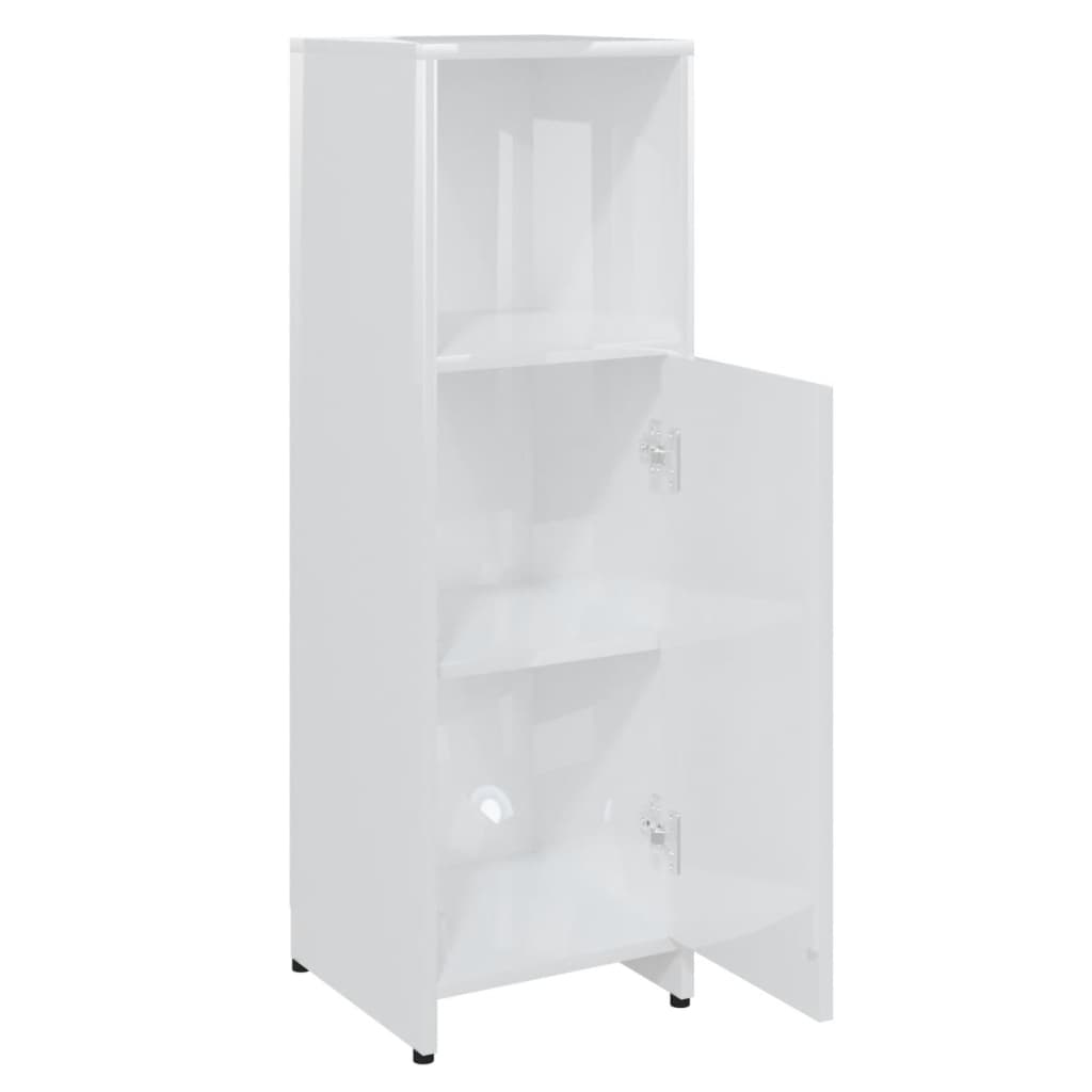 Armadio da Bagno Bianco Lucido 30x30x95 cm in Truciolato - homemem39