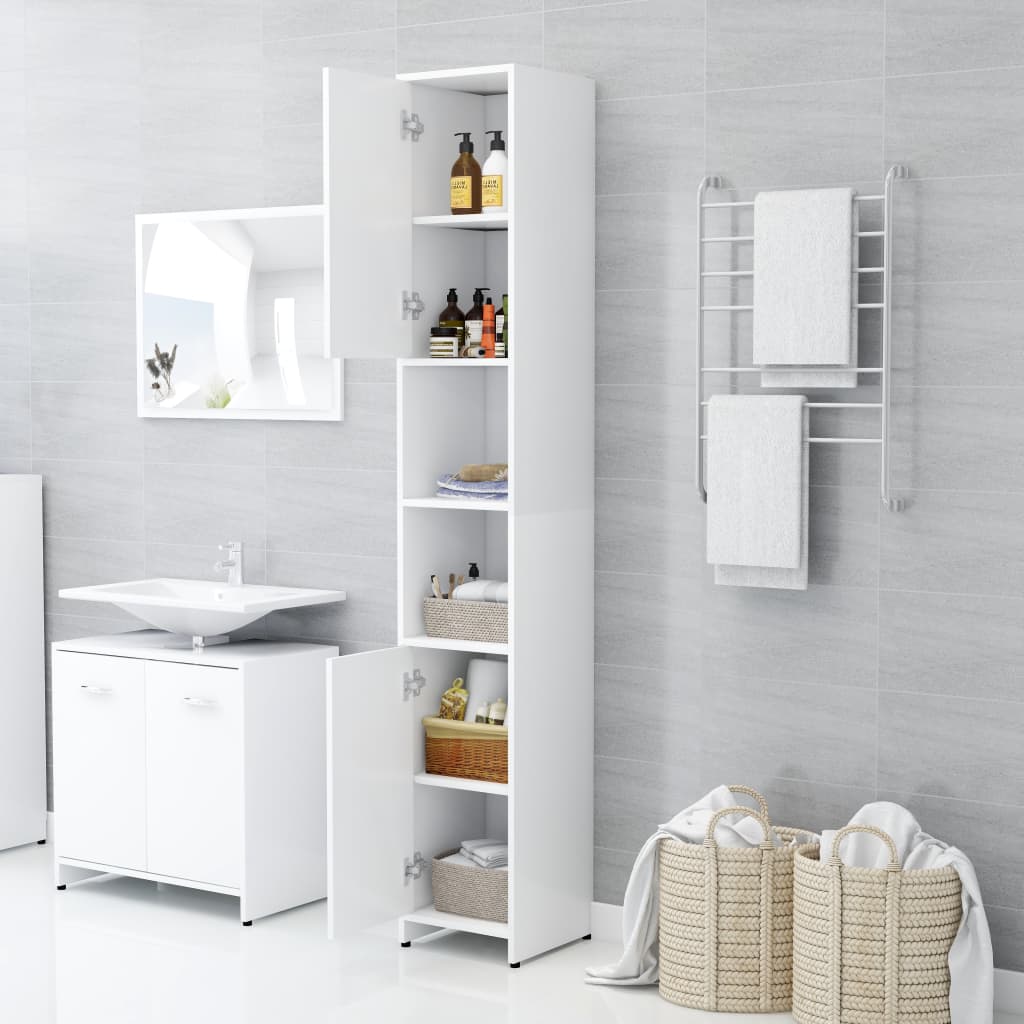 Armadio da Bagno Bianco 30x30x183,5 cm in Truciolato - homemem39