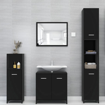 Armadio da Bagno Nero 30x30x183,5 cm in Truciolato - homemem39