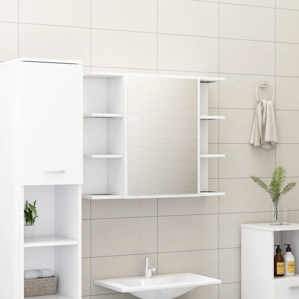 Armadio da Bagno Bianco 80x20,5x64 cm in Legno Multistrato - homemem39