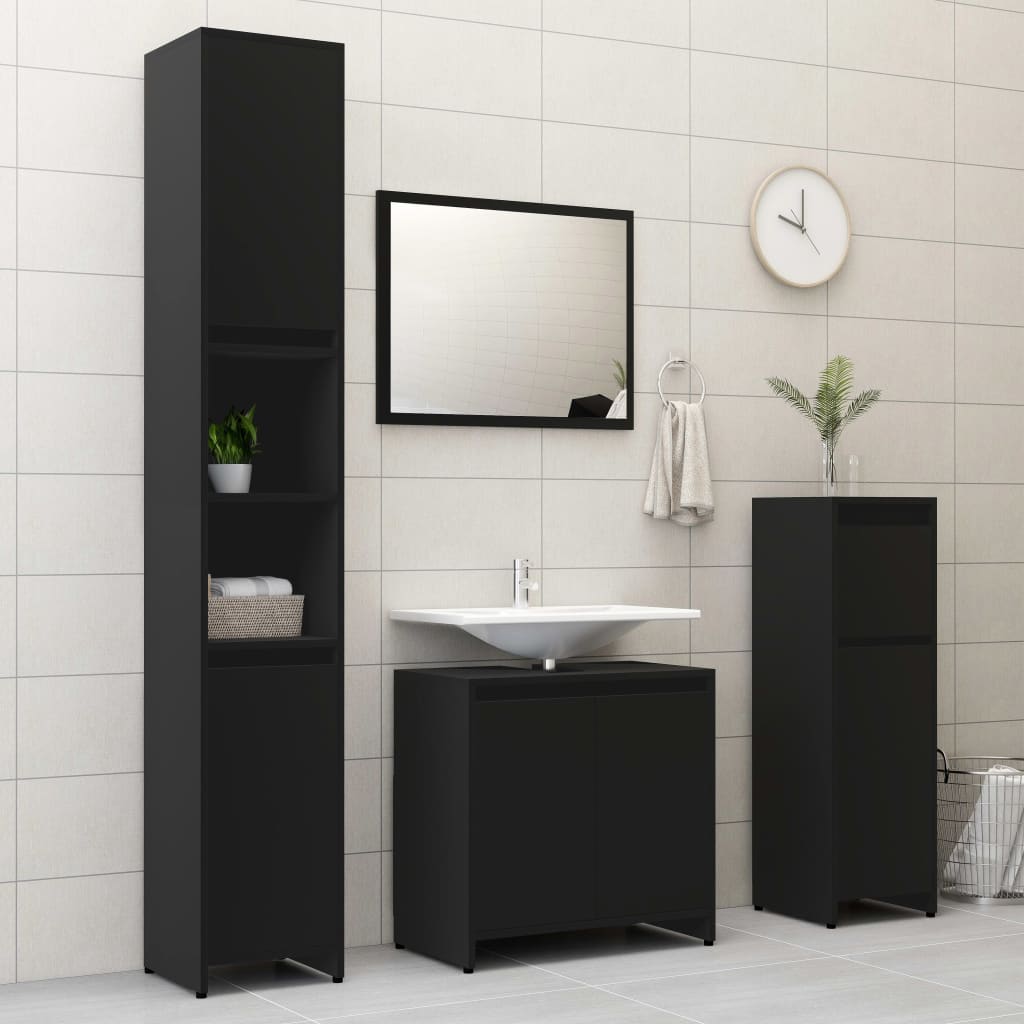 Mobile da Bagno Nero 60x33x61 cm in Legno Multistrato - homemem39