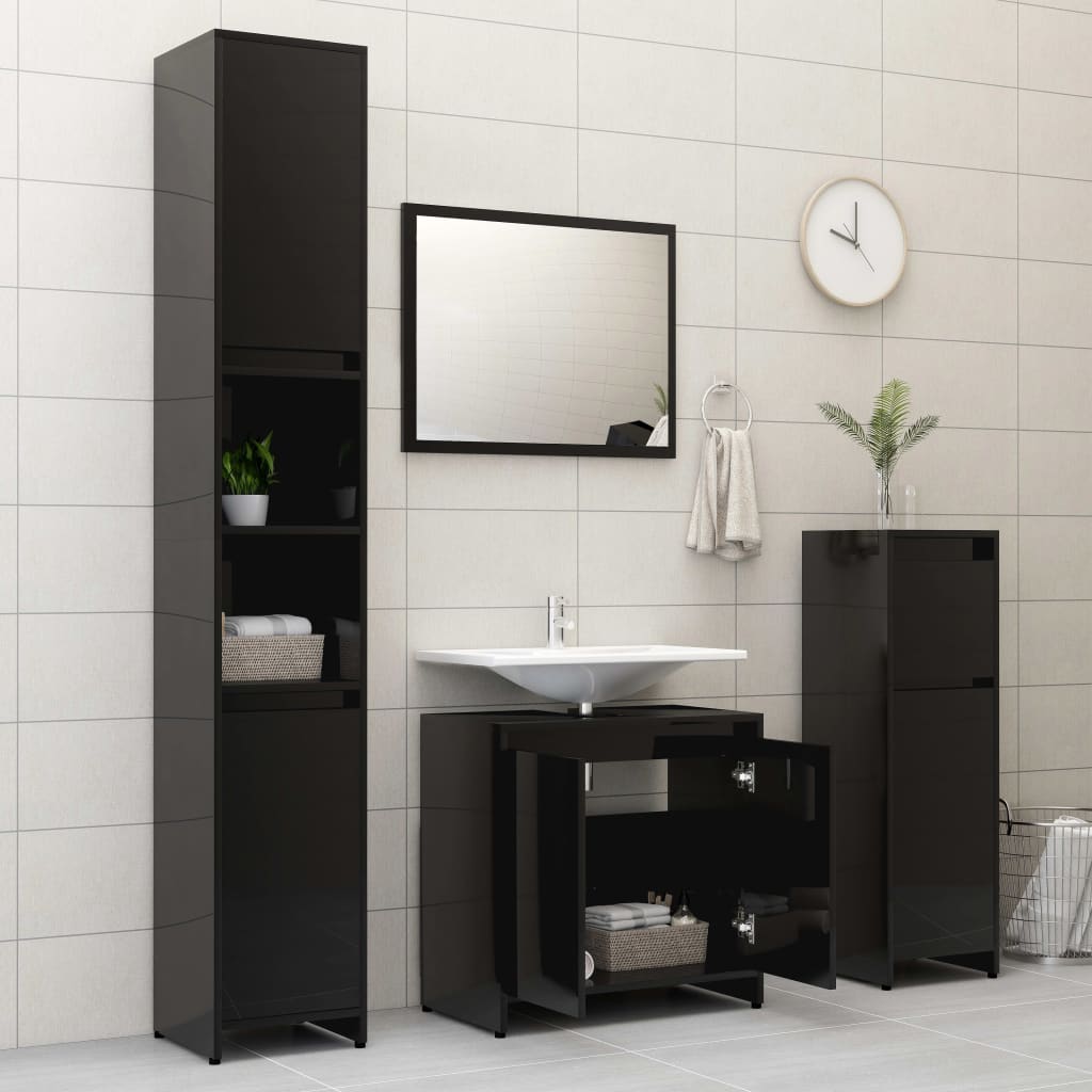 Mobile da Bagno Nero 60x33x61 cm in Legno Multistrato - homemem39