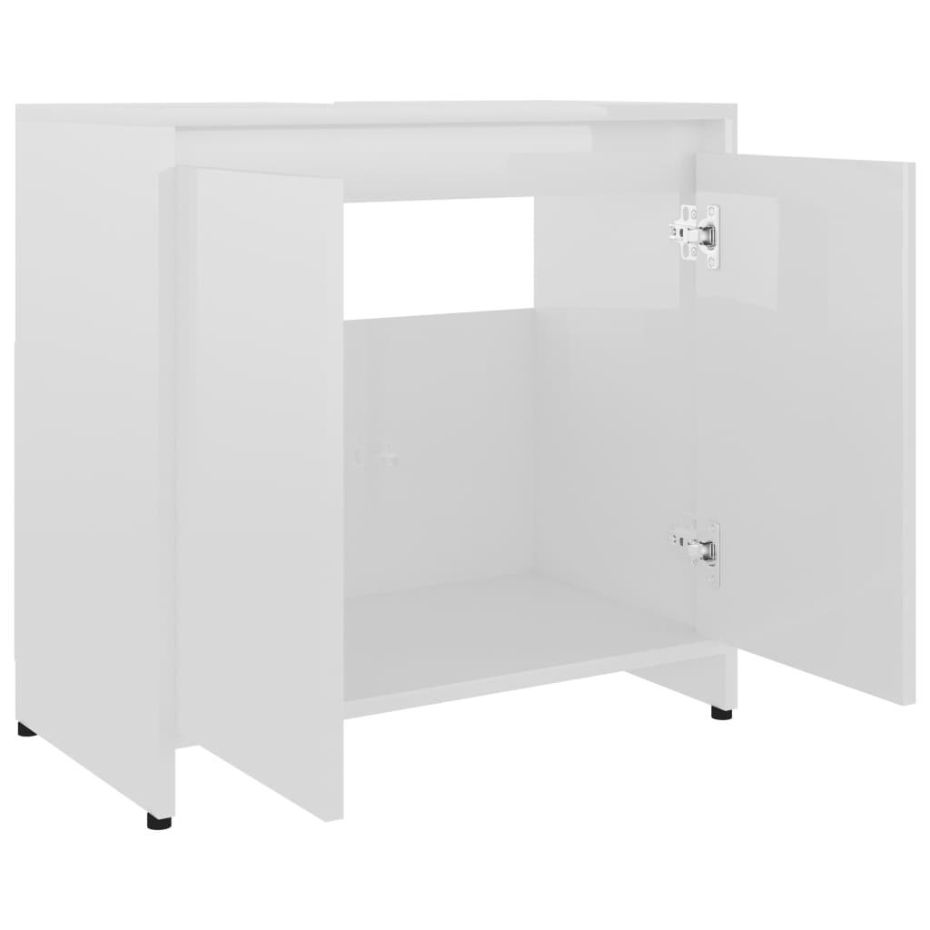 Mobile da Bagno Bianco Lucido 60x33x61 cm in Legno Multistrato - homemem39