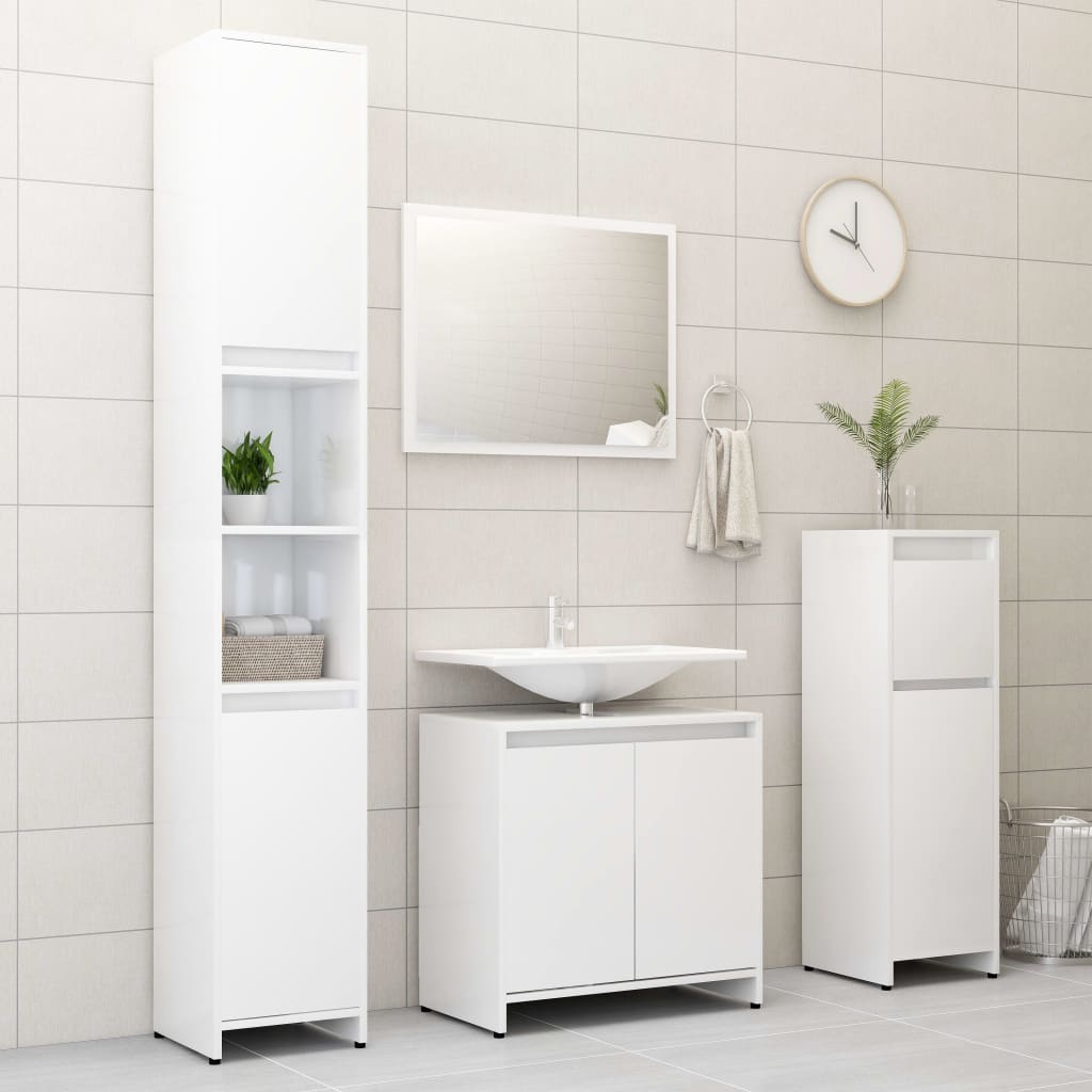 Mobile da Bagno Bianco Lucido 60x33x61 cm in Legno Multistrato - homemem39