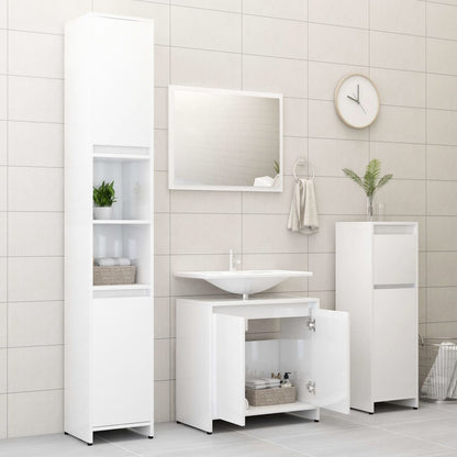 Mobile da Bagno Bianco Lucido 60x33x61 cm in Legno Multistrato - homemem39