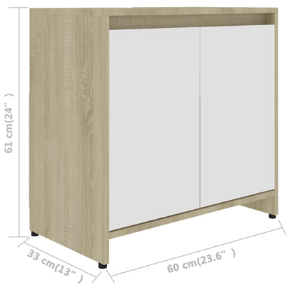 Mobile da Bagno Bianco Lucido 60x33x61 cm in Legno Multistrato - homemem39