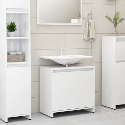 Mobile da Bagno Bianco Lucido 60x33x61 cm in Legno Multistrato - homemem39