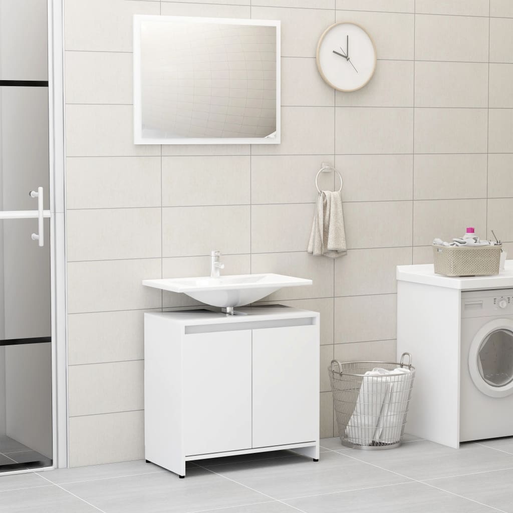 Set Mobili da Bagno Bianco in Legno Multistrato - homemem39