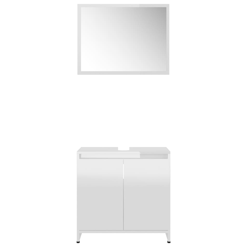 Set Mobili da Bagno Bianco Lucido in Legno Multistrato - homemem39