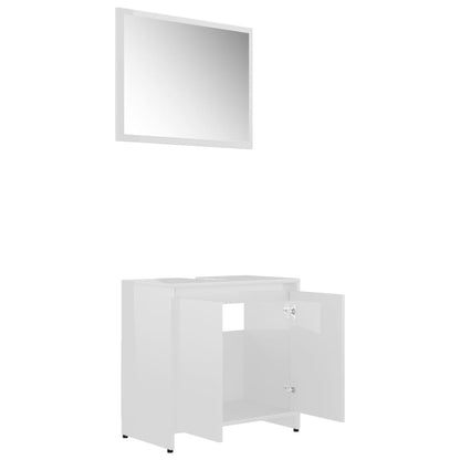 Set Mobili da Bagno Bianco Lucido in Legno Multistrato - homemem39