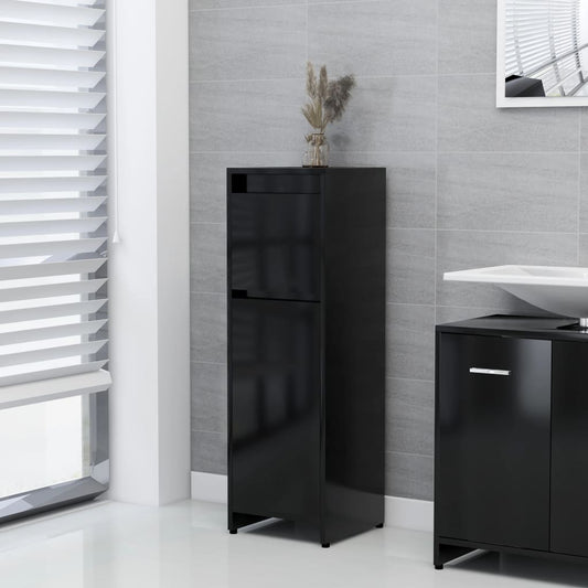 Armadio da Bagno Nero 30x30x95 cm in Truciolato - homemem39