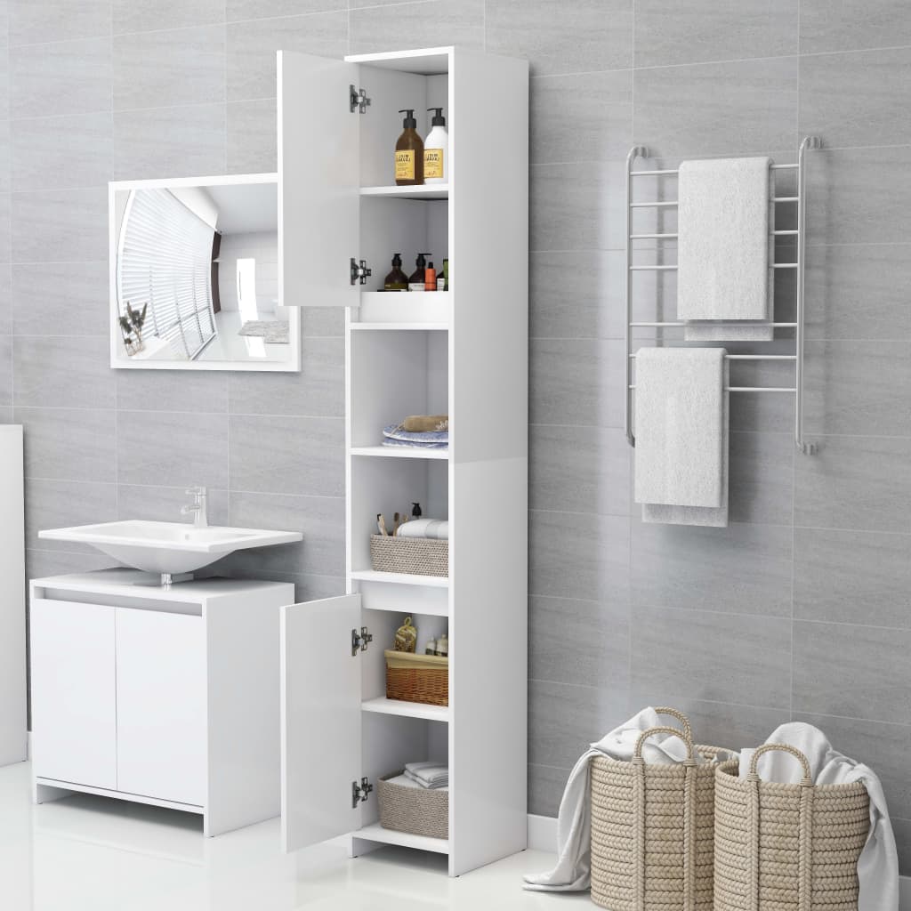 Mobile da Bagno Bianco 30x30x183,5 cm in Legno Multistrato - homemem39