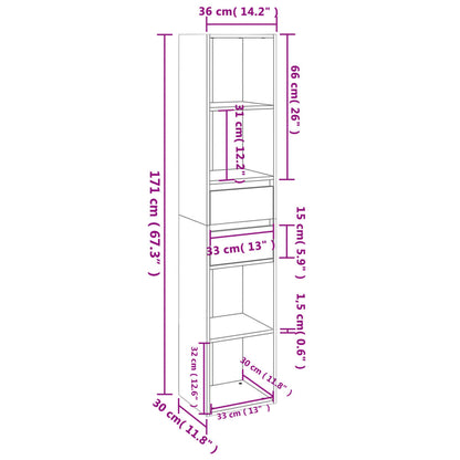 Libreria Nera 36x30x171 cm in Legno Multistrato - homemem39