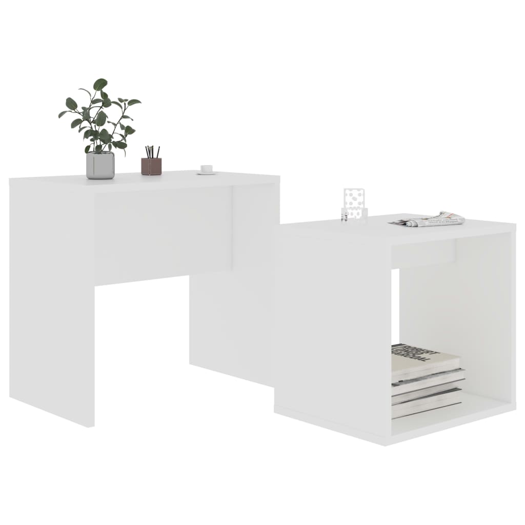 Tavolino da Salotto Bianco 48x30x45 cm in Legno Multistrato - homemem39