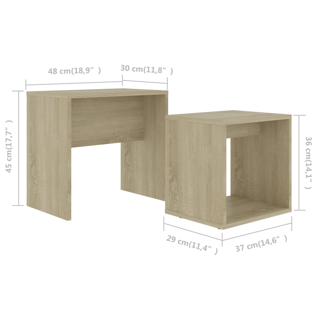 Set Tavolini da Caffè Rovere Sonoma 48x30x45 cm in Truciolato - homemem39