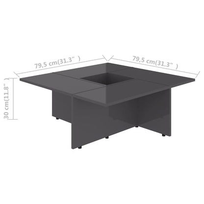 Tavolino da Caffè Grigio Lucido 79,5x79,5x30 cm in Truciolato - homemem39