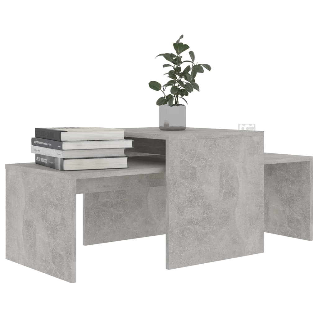 Set Tavolini da Caffè Grigio Cemento 100x48x40 cm in Truciolato - homemem39