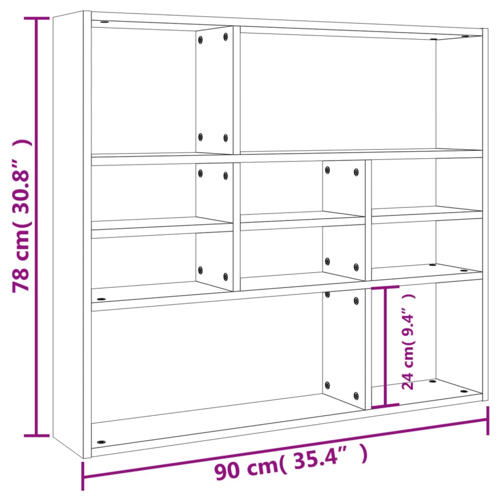 Scaffale a Parete Rovere Sonoma 90x16x78 cm in Truciolato - homemem39