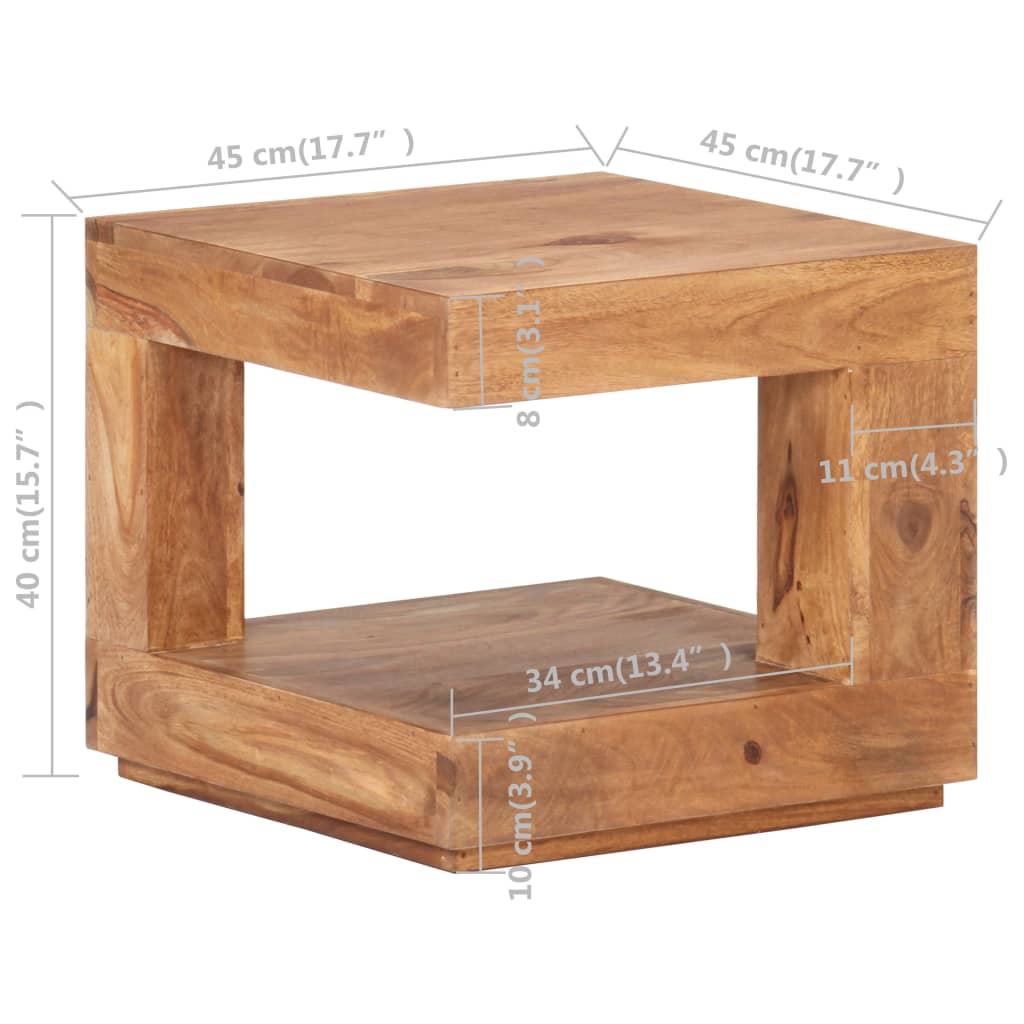 Tavolo da Salotto 45x45x40 cm in Legno Massello di Acacia - homemem39