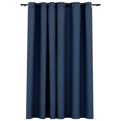 Tenda Oscurante Effetto Lino con Occhielli Blue 290x245cm - homemem39