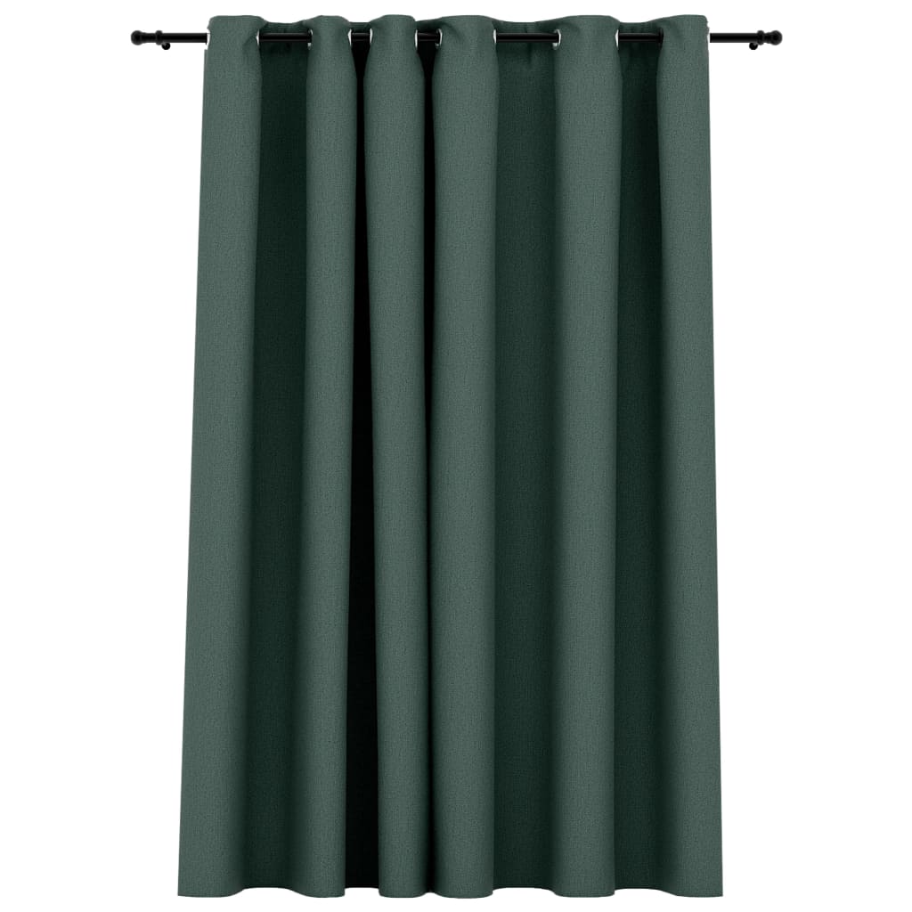 Tenda Oscurante Effetto Lino con Occhielli Verde 290x245 cm - homemem39