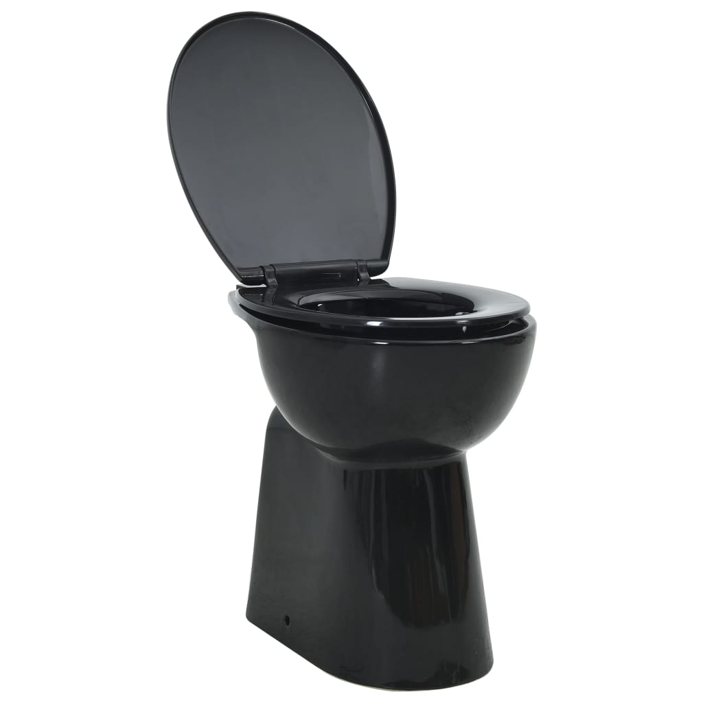 WC Sospeso con Design Senza Bordi 7 cm Più Alto Ceramica Nera - homemem39