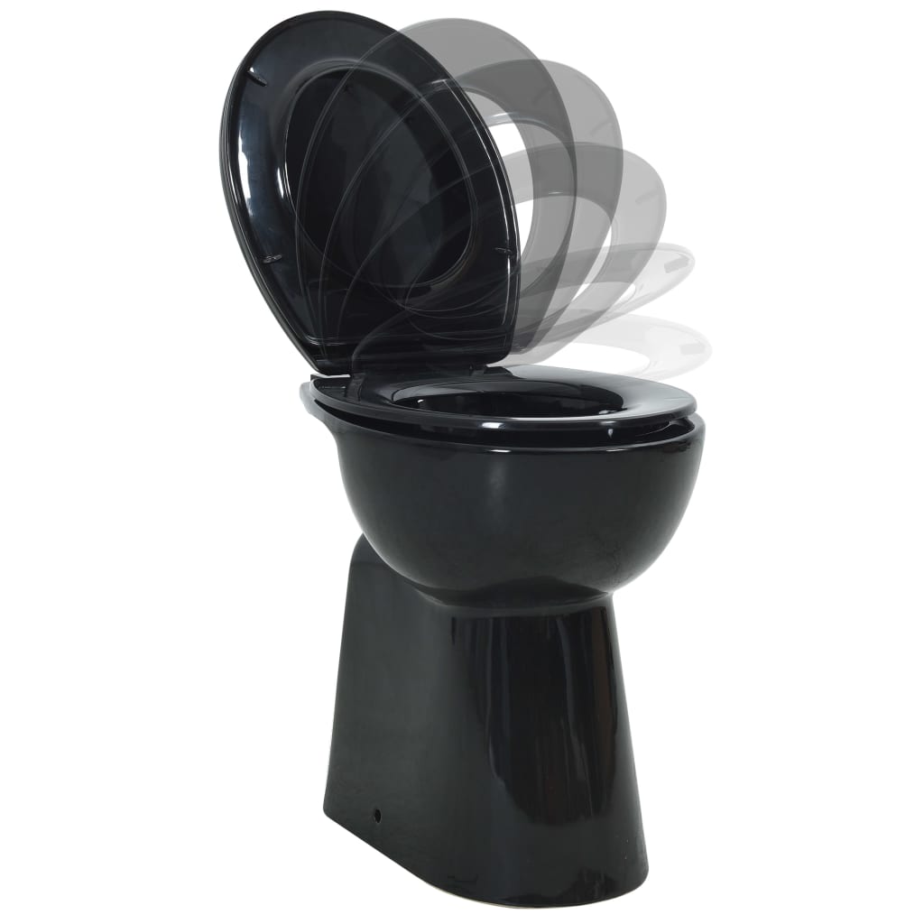 WC Sospeso con Design Senza Bordi 7 cm Più Alto Ceramica Nera - homemem39