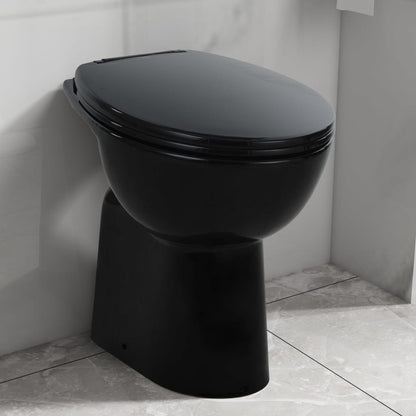 WC Sospeso con Design Senza Bordi 7 cm Più Alto Ceramica Nera - homemem39