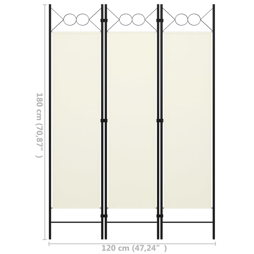 Paravento a 3 Pannelli Bianco Crema 120x180 cm - homemem39