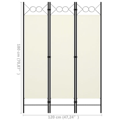 Paravento a 3 Pannelli Bianco Crema 120x180 cm - homemem39