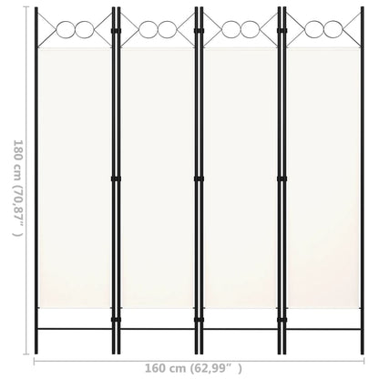 Paravento a 4 Pannelli Bianco Crema 160x180 cm - homemem39