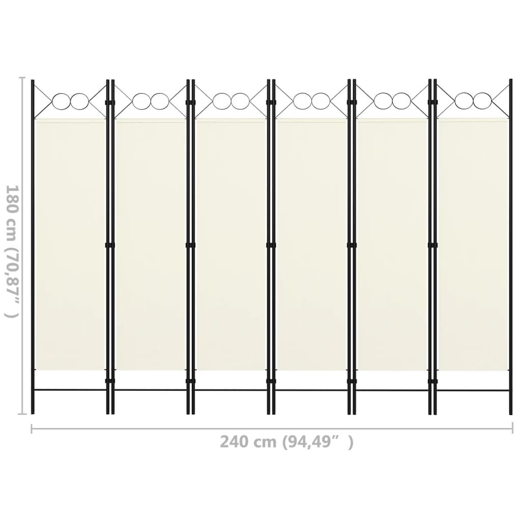 Paravento a 6 Pannelli Bianco Crema 240x180 cm - homemem39