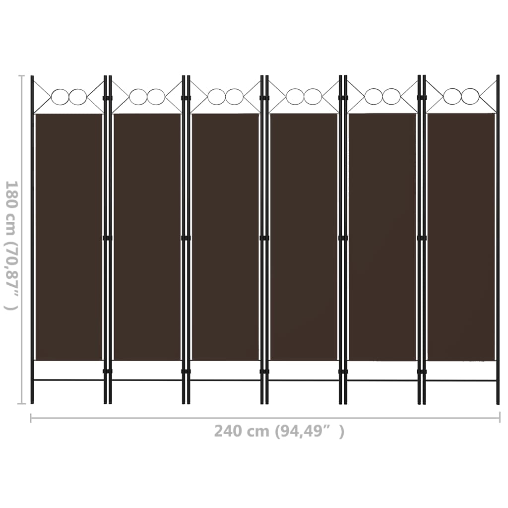 Paravento a 6 Pannelli Marrone 240x180 cm - homemem39