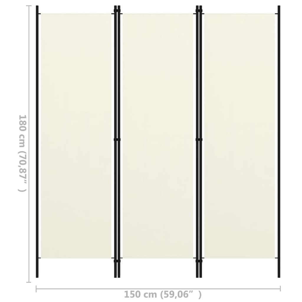 Paravento a 3 Pannelli Bianco Crema 150x180 cm - homemem39