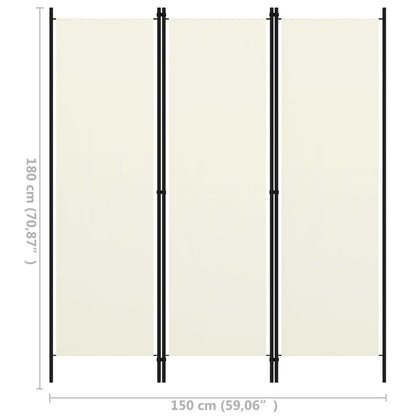 Paravento a 3 Pannelli Bianco Crema 150x180 cm - homemem39