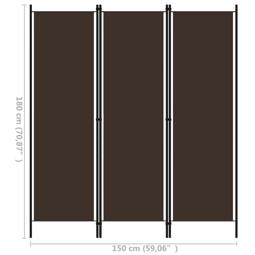 Paravento 3 Pannelli Marrone 150x180 cm - homemem39