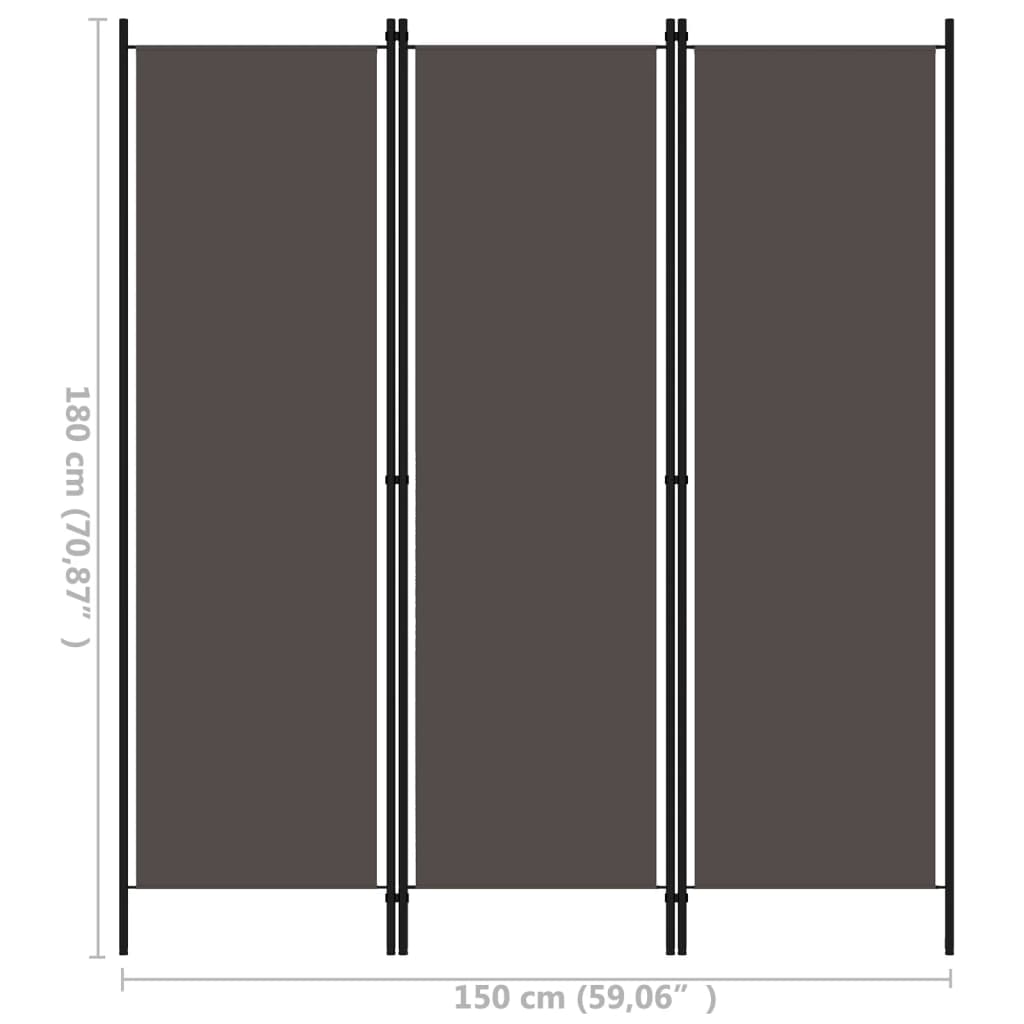 Paravento a 3 Pannelli Antracite 150x180 cm - homemem39