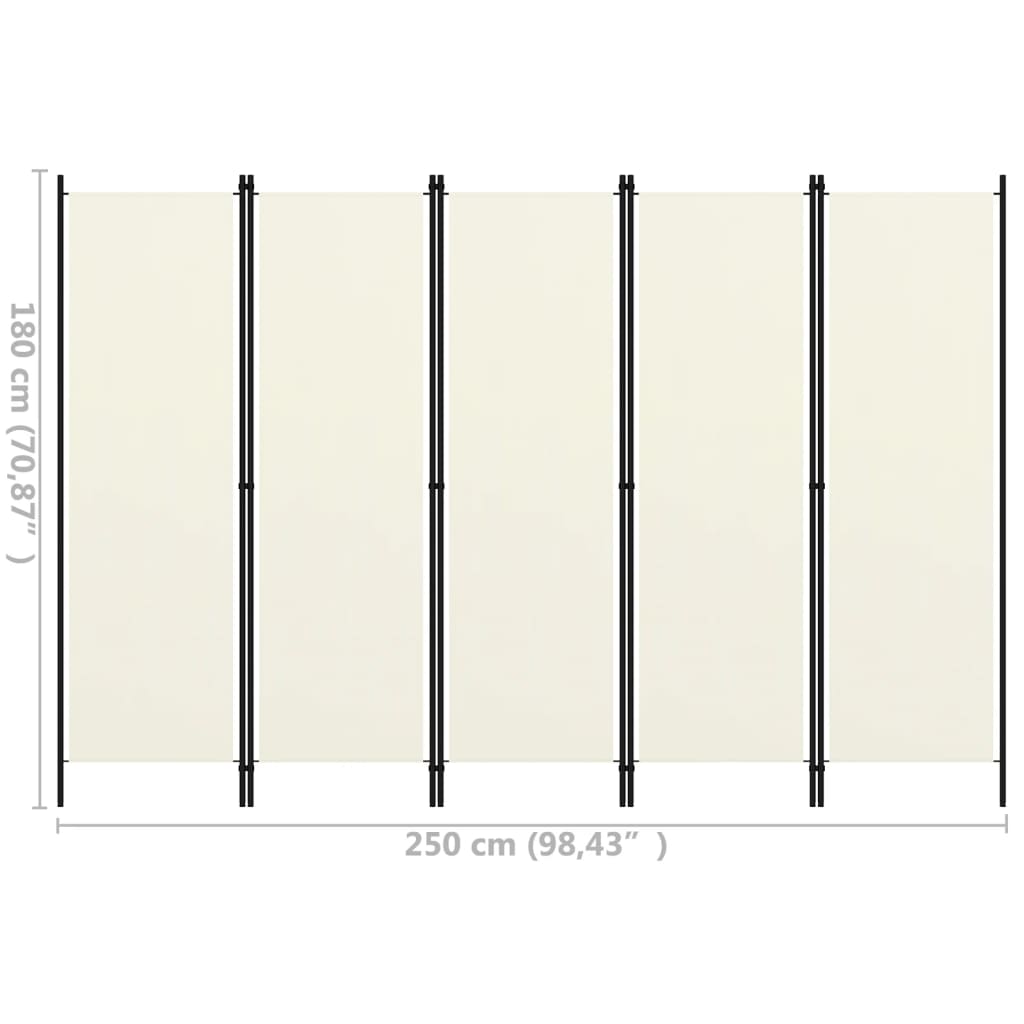 Paravento a 5 Pannelli Bianco Crema 250x180 cm - homemem39